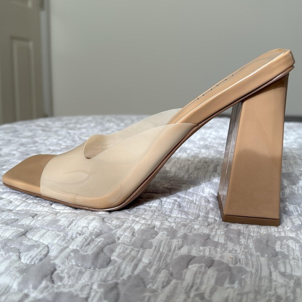 Nude vinyl mules